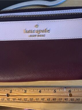 kate spade Two-Tone Zip Wallet in Burgundy and Light Pink